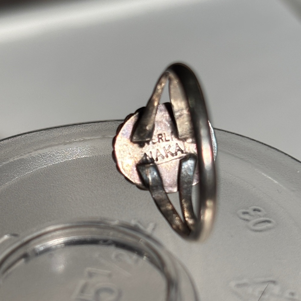 Chic Silver Ring With Coral Accent - image 3